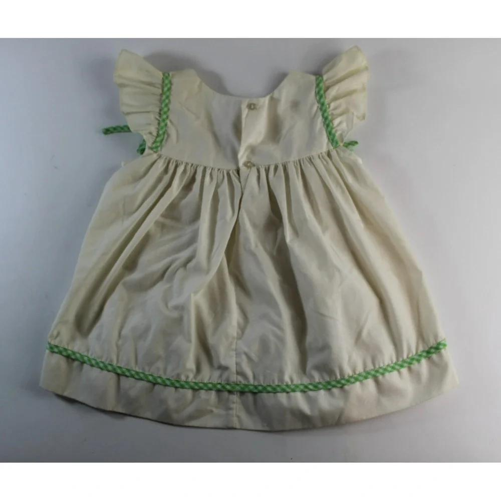 Vintage Little Girls Toddler Farm Dress 3T Floral Embroidered Flower Barn Find